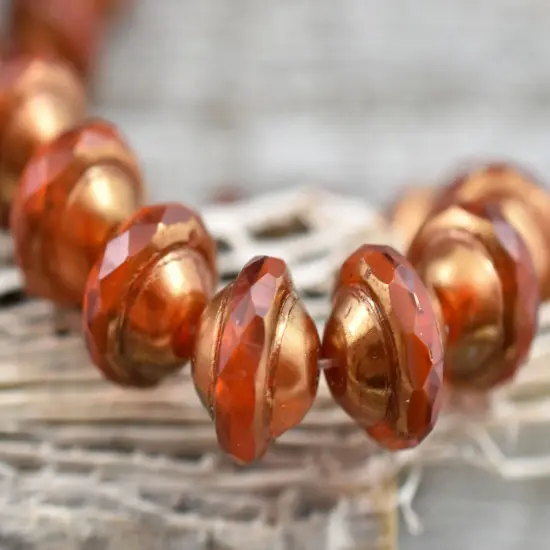 Bronze Washed Pumpkin Orange Saturn Beads {4}