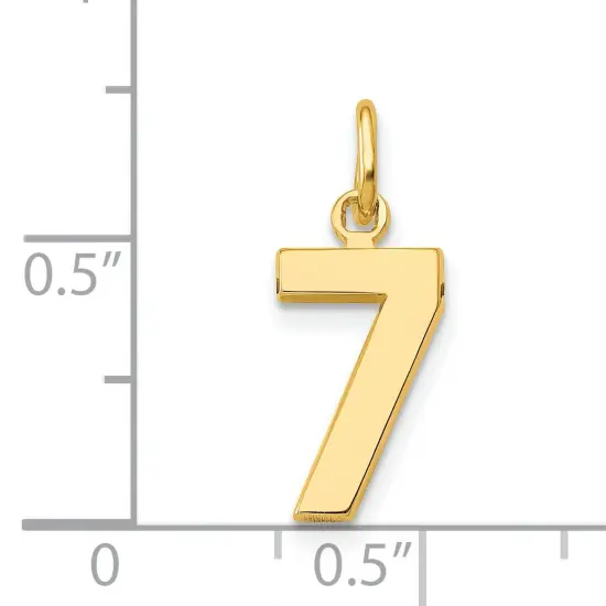 14K Gold Small Polished Number 7 Charm Pendant Jewelry 20mm x 7mm {3}