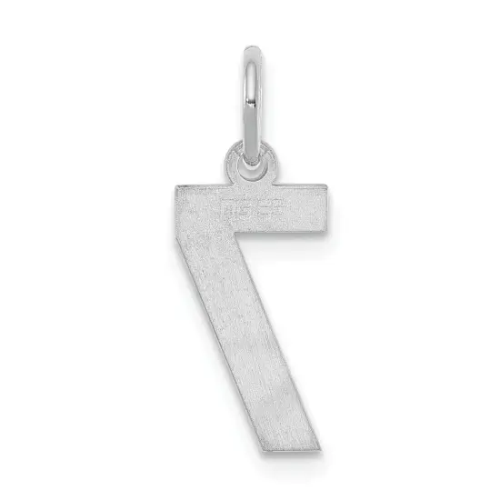 Sterling Silver Small Polished Number 7 Charm Pendant Jewerly 20mm x 4mm {3}