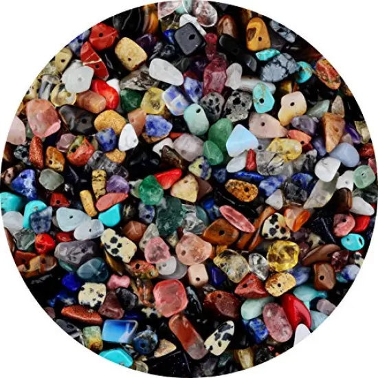 400 PiecesNatural Chip Stone Beads Multicolor 5-8mm Irregular Gemstones Healing Crystal Loose Rocks Bead Hole Drilled DIY for Bracelet Jewelry Making Crafting (5-8mm, Multicolor) {2}
