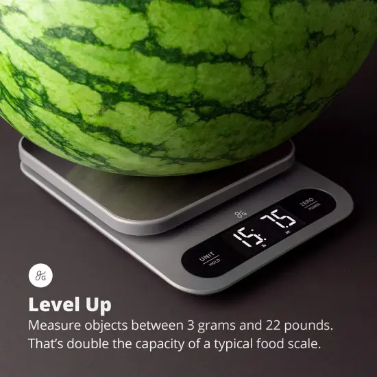 High Capacity Kitchen Scale - Premium Food Scale with 22-Pound Capacity, Weighs in Grams & Ounces, Features a Hi-Def LCD Screen and Stainless Steel Platform, Designed in St. Louis {3}