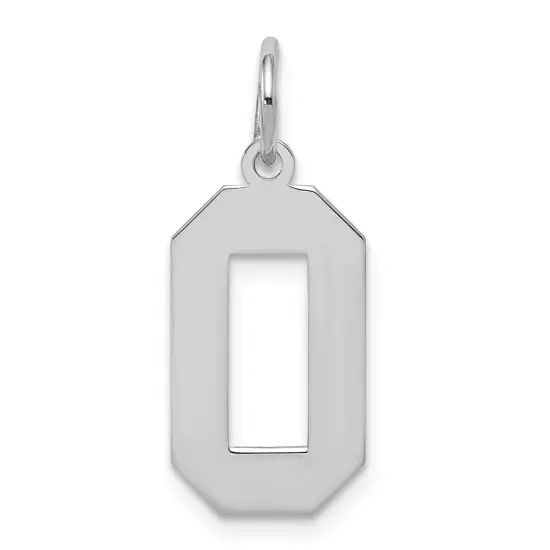Sterling Silver Medium Polished Number 0 Charm Pendant Jewerly 21mm x 8mm {1}