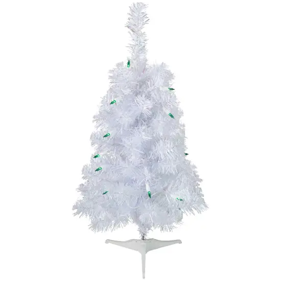 Northlight 2' Pre-Lit Slim White Artificial Christmas Tree - Green Lights {3}
