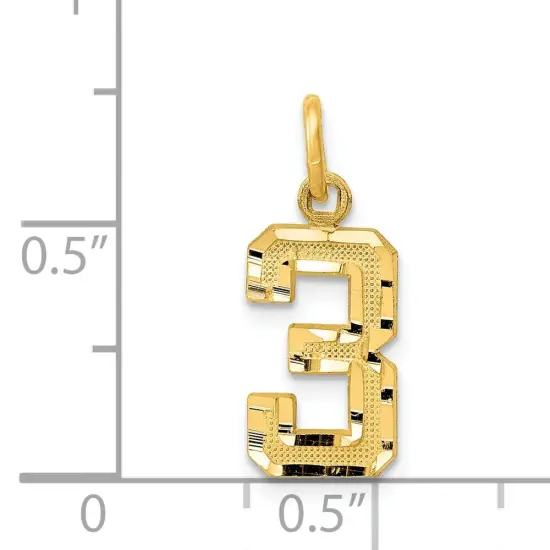 14K Gold Small Number 3 Charm Pendant FindingKing Jewerly 20mm x 7mm {4}
