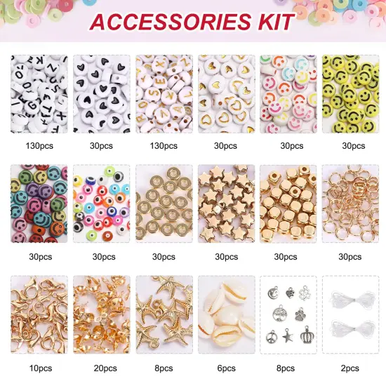 10800 Pieces Clay Beads for Bracelet Making Kit, 108 Colors Polymer Heishi Beads for Girls 8-12, Letter Beads for Jewelry Making Kit, for Preppy, Gifts, Crafts {3}