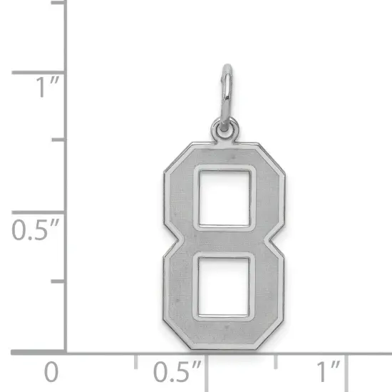 Sterling Silver Large Satin Number 8 Charm Pendant Jewerly 25mm x 11mm {4}