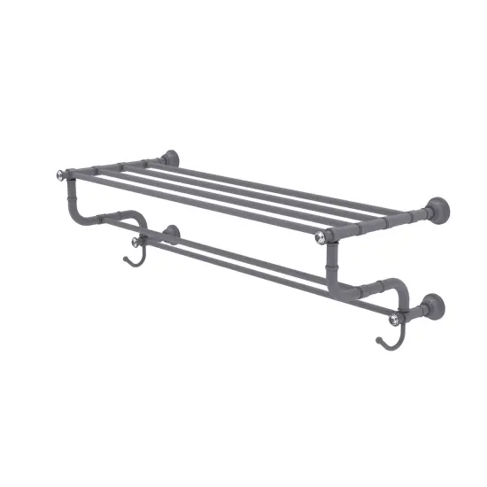 Carolina Crystal Collection 36 Inch Towel Shelf With Double Towel Bar - Matte Gray {1}