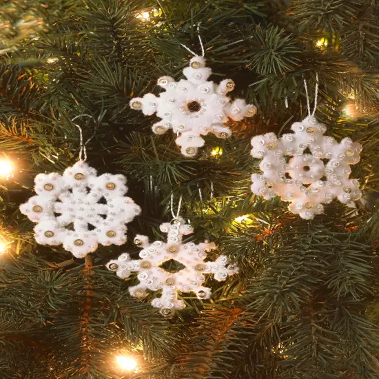 Bucilla Felt Ornaments Applique Kit Set Of 16-Elegant Christmas Snowflakes {4}
