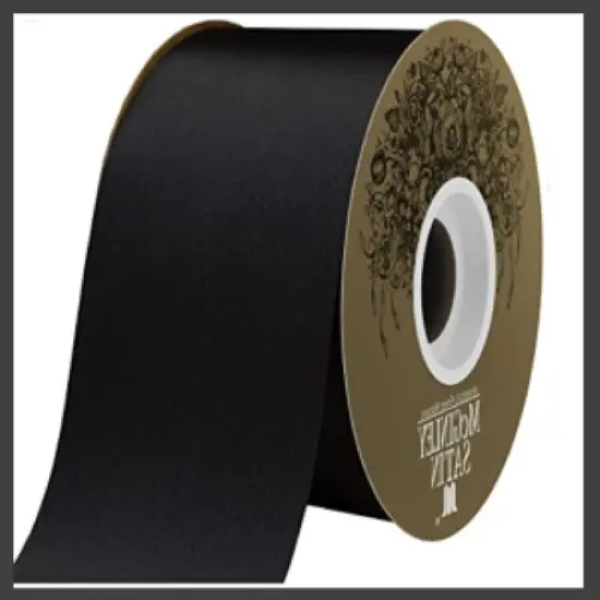 Acetate Lustre Ribbon 2 1/2" - Black - Mum Ribbon 50 yards {1}