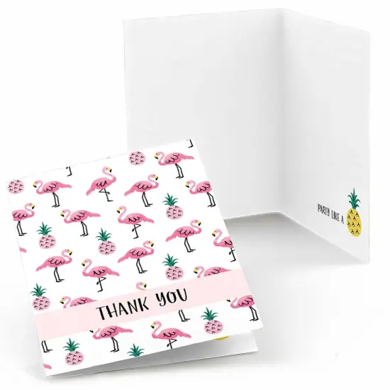 Big Dot of Happiness Pink Flamingo - Party Like a Pineapple - Tropical Summer Thank You Cards (8 count) {1}