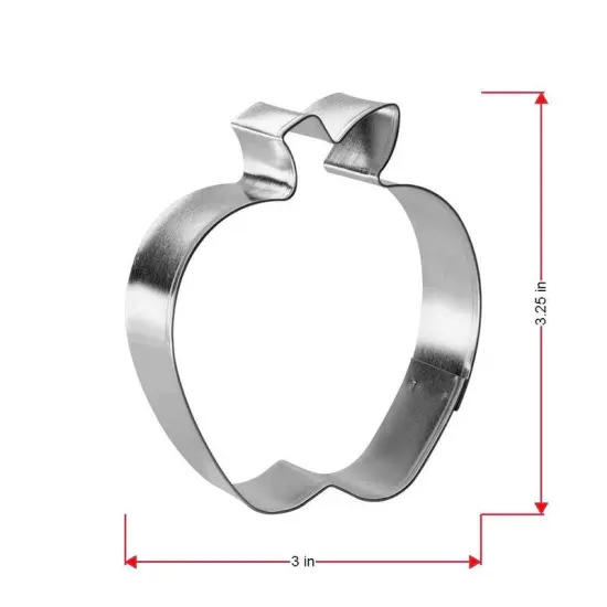 Apple with Leaf Cookie Cutter 3.25 in, CookieCutter.com, Tin Plated Steel, Handmade in the USA {2}
