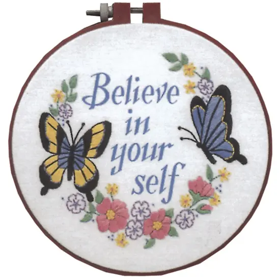Dimensions Learn-A-Craft Embroidery Kit 6" Round-Believe In Yourself-Stitched In Thread {2}