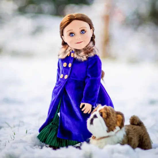The Queen's Treasures 18In Doll Clothes Velvet Winter Polyester Fur Trimmed Coat {7}