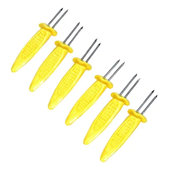 Chef Craft 6pc Jumbo Corn Holders Cob Skewers Set with Stainless Steel Pins {1}