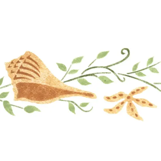 Shells and Leaves Wall Stencil | 2836 by Designer Stencils | Outdoor Stencils | Reusable Art Craft Stencils for Painting on Walls, Canvas, Wood | Reusable Plastic Paint Stencil for Home Makeover | Easy to Use & Clean Art Stencil {2}