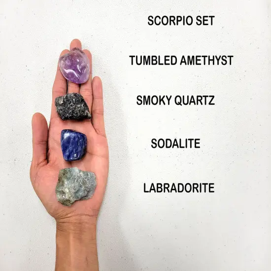 Crystals For Scorpio Zodiac Sign, Amethyst Smoky Quartz Sodalite Labradorite {1}