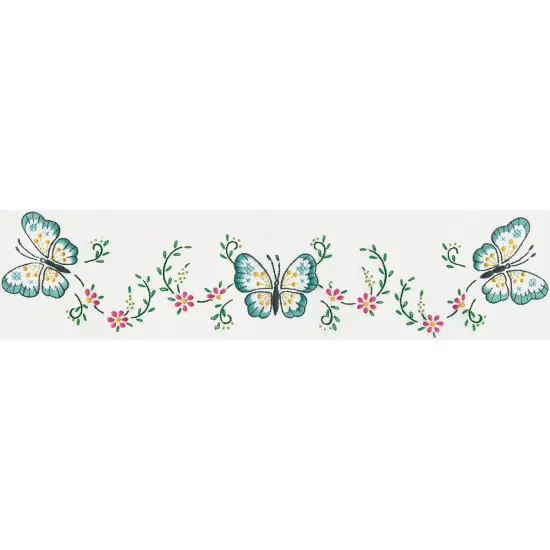 Tobin Stamped For Embroidery Pillowcase Pair 20"X30"-Aqua Butterfly {3}