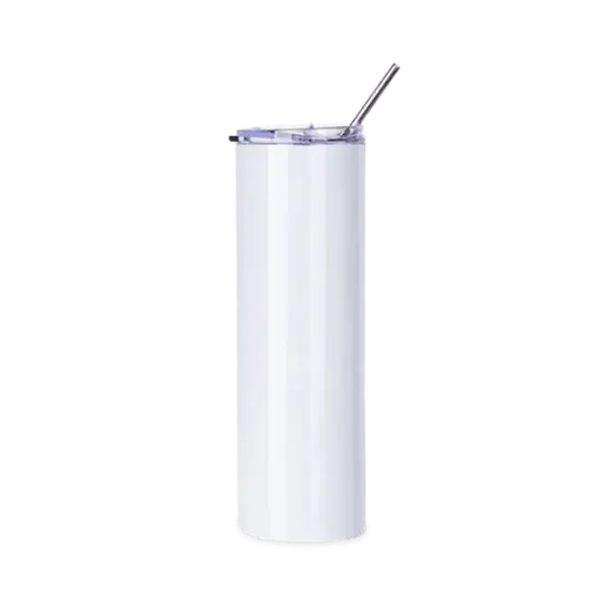 30oz Straight Stainless Steel Tumbler with Straw & Lid (White) {2}