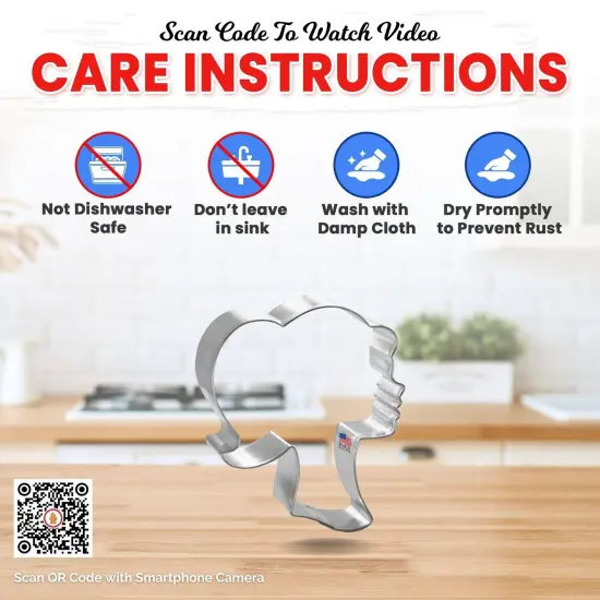 Doll Head Cookie Cutter 4.25 in, CookieCutter.com, Tin Plated Steel, Handmade in the USA {4}