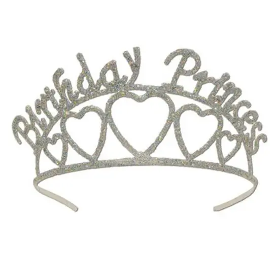 Glittered Metal Birthday Princess Tiara (Pack of 6) {1}