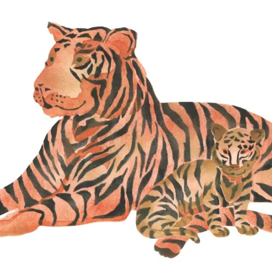 Tiger and Cub Wall Stencil | 2776 by Designer Stencils | Animal & Nature Stencils | Reusable Art Craft Stencils for Painting on Walls, Canvas, Wood | Reusable Plastic Paint Stencil for Home Makeover | Easy to Use & Clean Art Stencil {2}