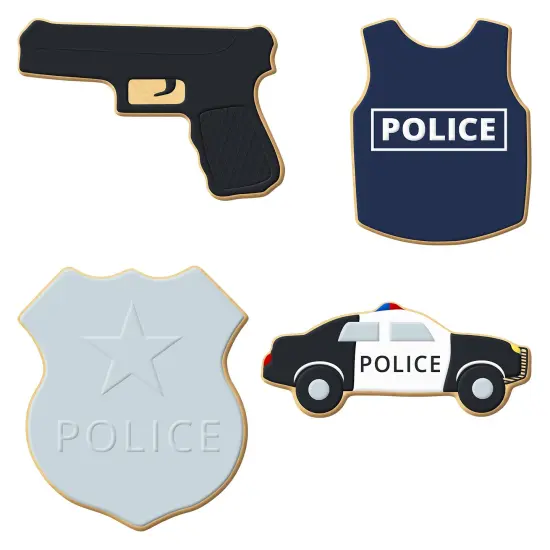 Police Cookie Cutter 4 Pc Set, CookieCutter.com, Tin Plated Steel, Handmade in the USA {2}