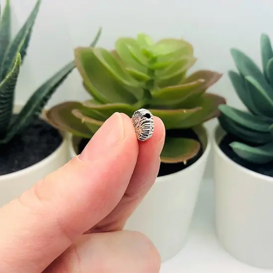 4, 20 or 50 Pieces: Silver Detailed Tree Spacer Charm Beads - Double Sided {4}