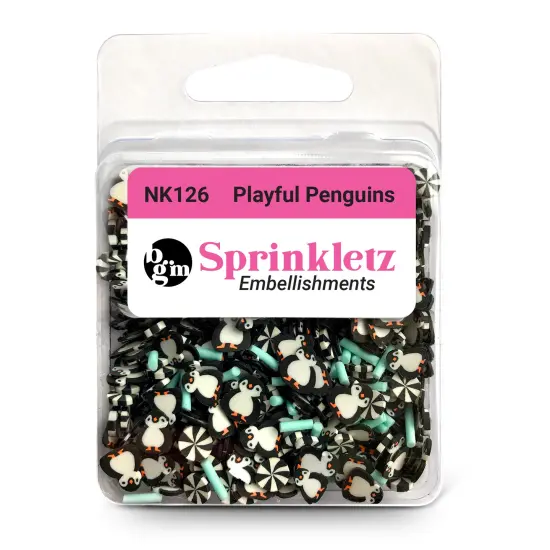 Buttons Galore Sprinkletz Embellishments for Crafts, Tiny Polymer Clay Shapes & Unique Designs - Playful Penguins - 3 Pack {3}