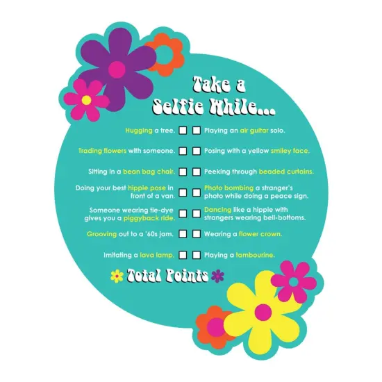 Big Dot of Happiness 60's Hippie - Selfie Scavenger Hunt - 1960s Groovy Party Game - Set of 12 {3}