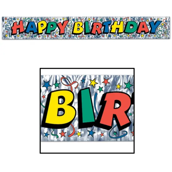 Metallic Happy Birthday Fringe Banner (Pack of 12) {1}