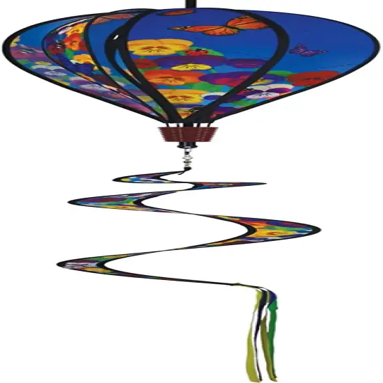 In the Breeze 0988 - Spring Pansies Hot Air Balloon - 6 Panel Spinning Balloon - Outdoor Hanging Decoration {1}