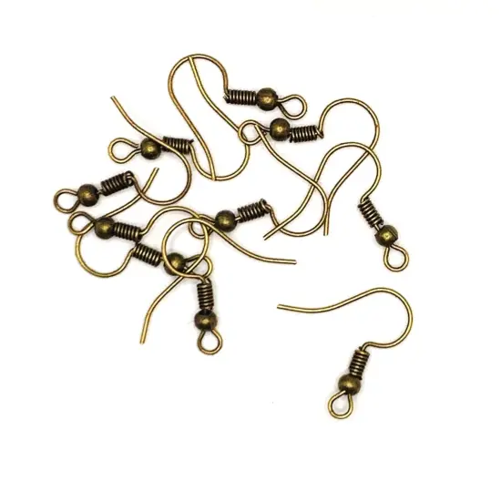 100 or 500 Pieces: Bronze Fish Hook Earring Wires with Spring and Ball {1}