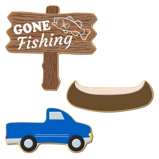 Gone Fishing Cookie Cutter 2 Pc Set, CookieCutter.com, Tin Plated Steel, Handmade in the USA {2}