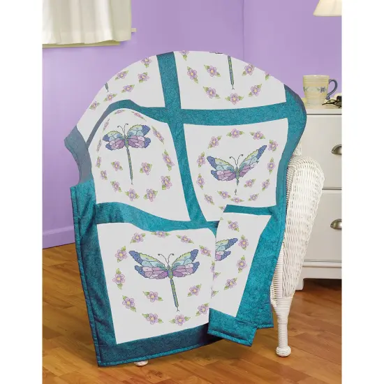 Janlynn Stamped Cross Stitch Quilt Blocks 18"X18" 6/Pkg-Dragonfly {2}