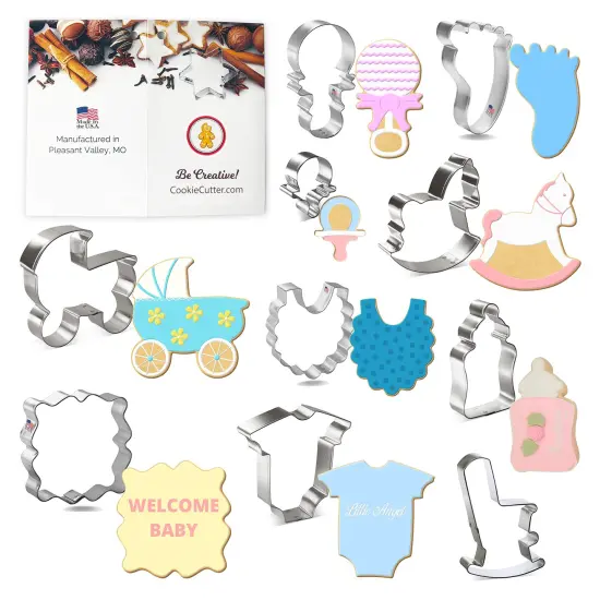 Baby Shower Cookie Cutter 10 Pc Set, CookieCutter.com, Tin Plated Steel, Handmade in the USA {1}