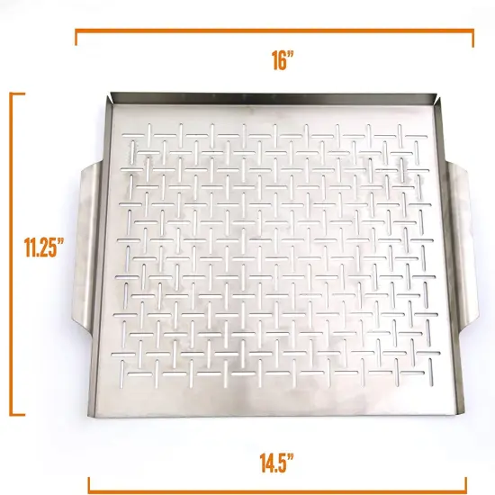 Yukon Glory Premium Grill Topper Tray Grilling Pan Stainless Steel Great for BBQ Fish Veggies {4}