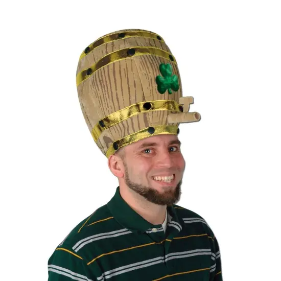 Plush Shamrock Beer Barrel Hat (Pack of 6) {1}