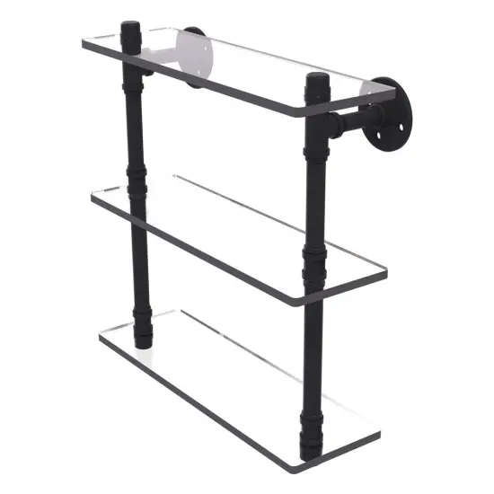 Pipeline Collection 22 Inch Triple Glass Shelf - P-440-22-Tgs-Bkm {1}