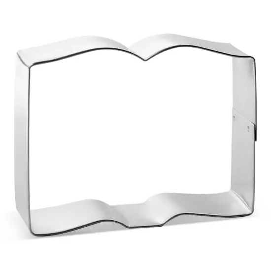 Open School Book Cookie Cutter 3.75 in, CookieCutter.com, Tin Plated Steel, Handmade in the USA {1}