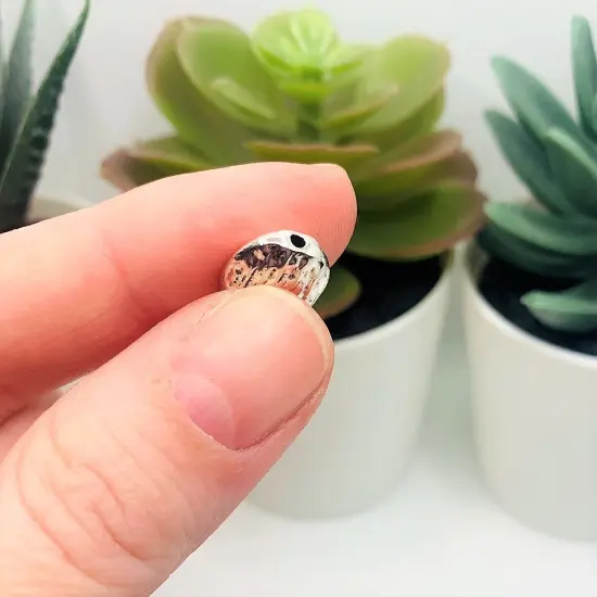 4, 20 or 50 Pieces: Rough Oval Silver 11x13mm Spacer Beads {4}