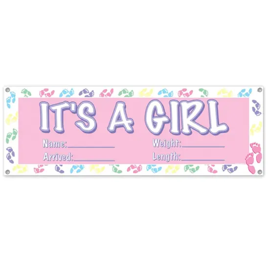 It'S A Girl Sign Banner (Pack Of 12) {1}