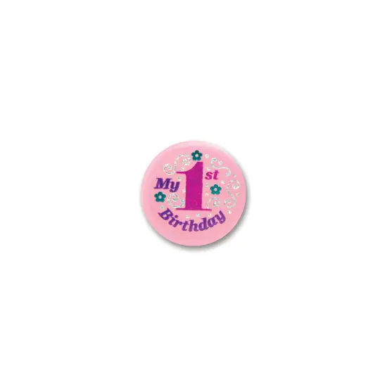 My 1st Birthday Satin Button (Pack of 6) {1}