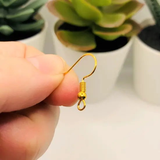 100 or 500 Pieces: Gold Plated Fish Hook Earring Wires with Spring and Ball {5}