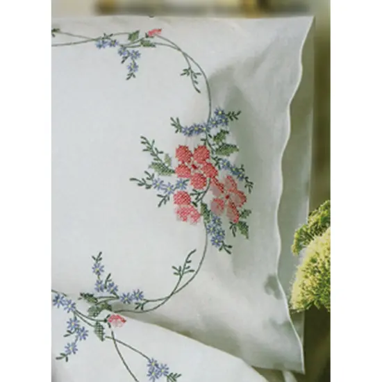 Tobin Stamped For Embroidery Pillowcase Pair 20"X30"-Wild Rose {2}