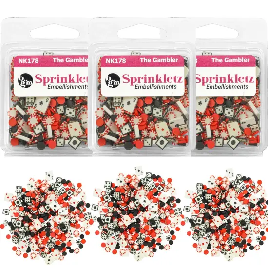 Buttons Galore Sprinkletz DIY Craft Embellishment Polymer Clay Pieces 36 Grams - 3 Packs of The Gambler {2}
