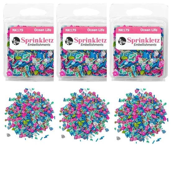 Buttons Galore Sprinkletz DIY Craft Embellishment Polymer Clay Pieces 36 Grams - 3 Packs of Ocean Life {1}