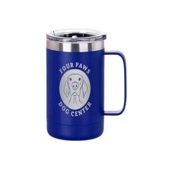 Engraving Coffee Cup, 10 oz with Lid and Handle (Royal Blue) {3}