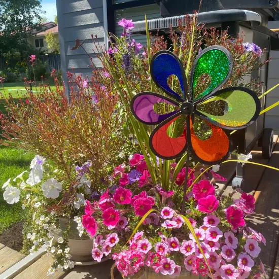 In the Breeze 2670 - 10 Inch Rainbow Mylar Windee Wheelz Spinner - Sparkly Outdoor Garden Décor {2}