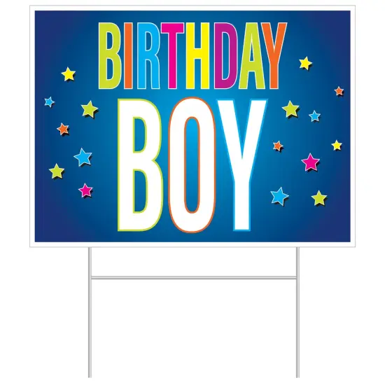 Plastic Birthday Boy Yard Sign, (Pack Of 6) {1}