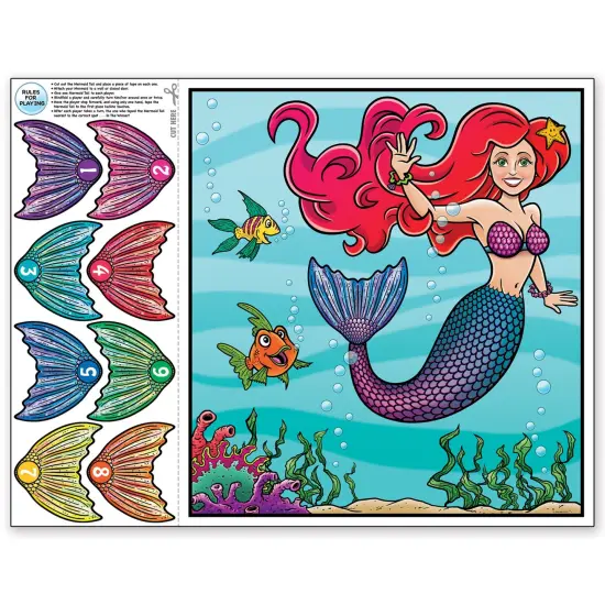 Pin The Tail On The Mermaid Game, (Pack of 24) {1}